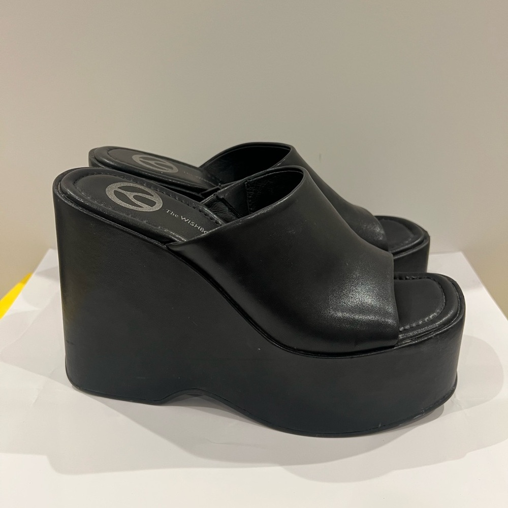 Black Wedge Platform Sandals Wishbone